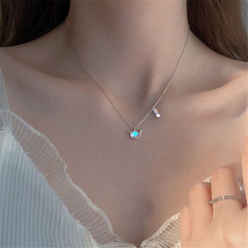 Collier Pendentif Licorne Arc En Ciel En Pierre De Lune, En Argent Sterling 925, Pour Femmes, Bijoux De Fête, Ras Du Cou, Dz260