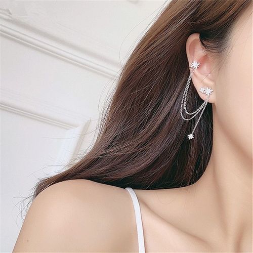 Boucles D'oreilles Avec Pompon En Argent Sterling 925, 1 Pièce, Piercing, Étoile, Pour Femmes Et Filles, Mariage, Eh1262