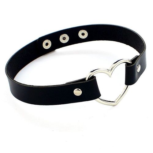 Collier Ras Du Cou En Cuir Pour Femmes, Style Punk, En Forme De C¿Ur, Rond, Rivet, Gothique, Noir, Cadeau D'anniversaire, 2021