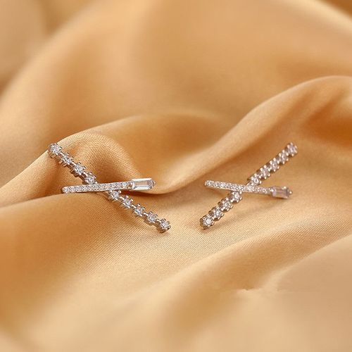 Boucles D'oreilles En Argent Sterling 925 Pour Femmes Et Filles, Bijoux, Accessoires, Grande Croix, Piercing, À La Mode, Eh1078
