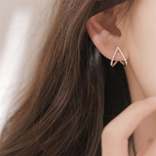 Boucles D'oreilles Pour Femmes Et Filles, Bijoux En Argent Sterling 925, Cristal Géométrique, Piercing, Accessoires, Eh807