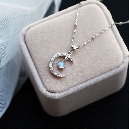 Collier À Breloques En Pierre De Lune En Argent Sterling 925 Pour Femmes, Ras Du Cou Créatif Et Élégant, Chaîne À Clavicule, Bijoux De Fête, Dz607