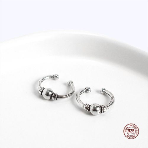 Boucles D'oreilles En Argent Sterling 925 Pour Femmes, Sans Piercing, Avec Perles Rondes, Punk, Hip Hop, De Rue, À La Mode