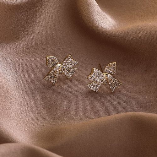 Boucles D'oreilles En Strass Pour Femmes, Nouveau, Mignon, Élégant, Classique, N¿Ud Papillon, Bijoux À La Mode, Cadeaux