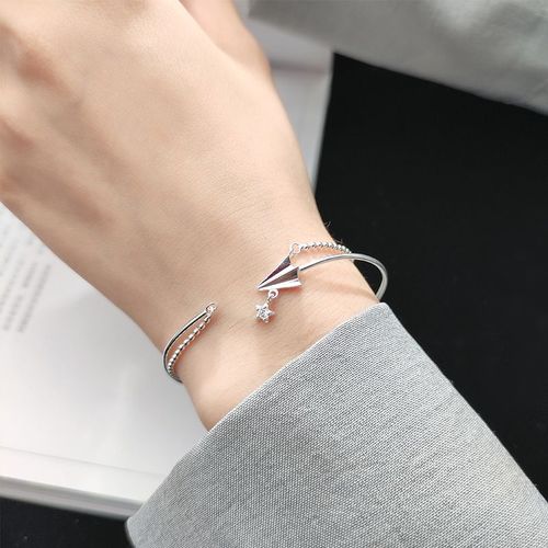 Bracelet À Breloques En Argent Sterling 925, Double Couche, Étoile En Cristal, Pour Femmes, Bijoux Élégants À La Mode, Sl205