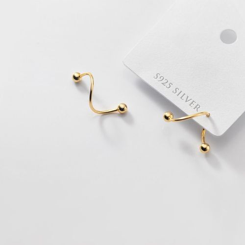 Mini Boucles D'oreilles En Argent Sterling 925 Pour Femmes, Avec Perles Rondes, En Os, Boucles D'oreille, Ondulées Rotatives, Bijoux Décoratifs De Personnalité