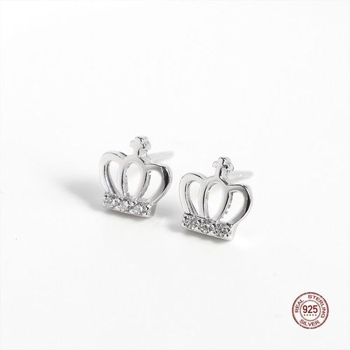 Ensemble De Boucles D'oreilles En Argent Sterling 925, Zircon, Strass, Couronne De Princesse, Piercing D'oreille, Pour Femmes, Bijoux À La Mode, Cadeaux De Mariage