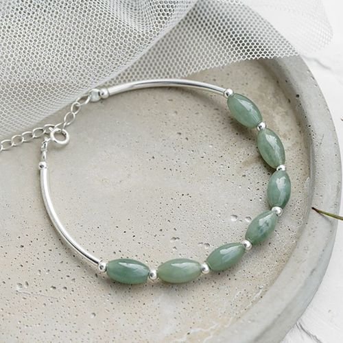 Bracelet À Breloques En Argent Sterling 925 Pour Femmes, Ajustable, Perle Ovale Verte, À La Mode, Bijoux De Fête De Noël Sl247