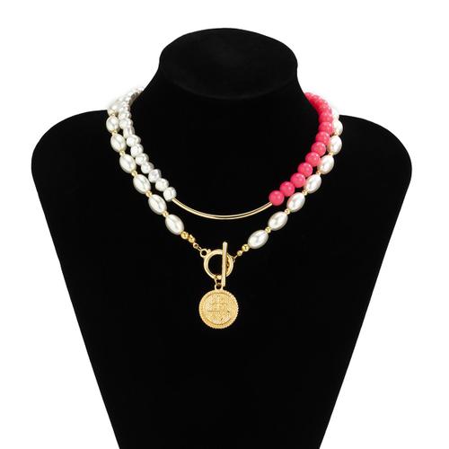 Collier Ras Du Cou En Imitation De Perles Pour Femmes, Style Bohème, Asymétrique, Serrure, Chaîne, Clavicule, Pendentif, Pièce De Monnaie, Nouveauté 2021