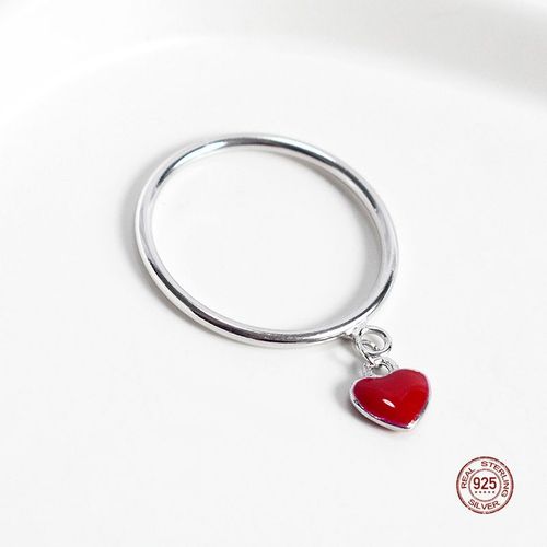 Bague En Argent Sterling 925 Avec Colle Rouge Pour Femme, Bijoux Tendance, Accessoires De Mode, Pour Fête De Mariage Romantique, 2021