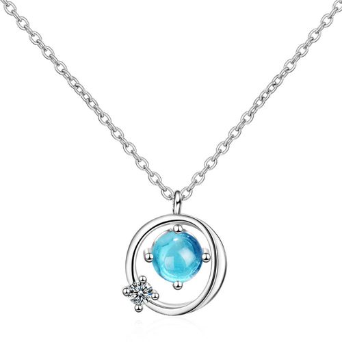 Colliers Et Pendentifs À Breloques Ronds En Argent Sterling 925, Cristal Bleu, Pour Femmes, Cadeau De Mariage À La Mode, Dz815