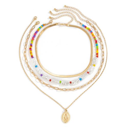 Colliers Et Pendentifs De Portrait En Perles Pour Femmes, En Métal Doré, Chaîne Serpent, Nouveau Bijou Cadeau Pièces/Ensemble, 2021