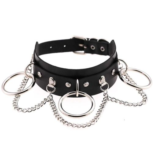 Collier Rond En Métal Et Cuir Pour Femmes, Style Harajuku, Punk, Chaînes, Gothique, Pour Déclaration, Fête En Club, Anime, Bijoux