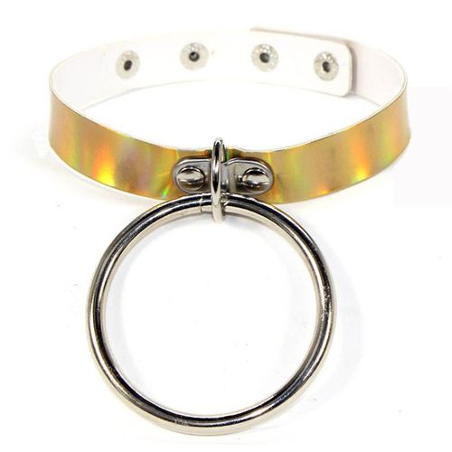 Collier Ras Du Cou En Cuir, Style Gothique, Punk, Rond, Pendentif Lumineux, Bijoux