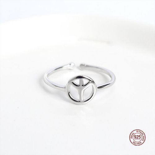 Bagues Ouvertes En Argent Sterling 925, Symbole De Paix Simple, Pour Filles, Accessoires Bijoux, Cadeaux De Fête