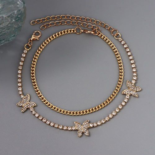 Bracelet De Cheville En Forme De Papillon Pour Femmes, Bijoux De Pied, Chaîne En Cristal Brillant, Accessoires De Plage, 2021
