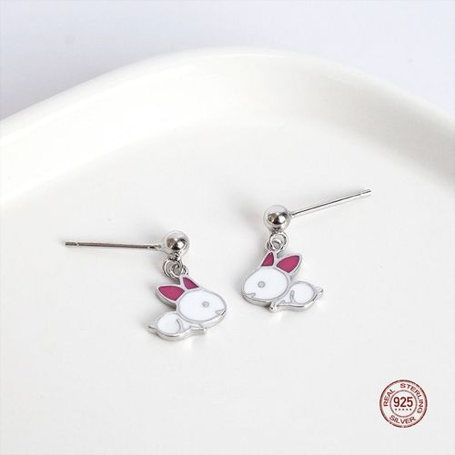 Boucles D'oreilles En Forme De Petit Lapin Pour Filles, Bijoux En Argent Sterling 925, Exquis, À La Mode, Cadeaux Pour Étudiantes