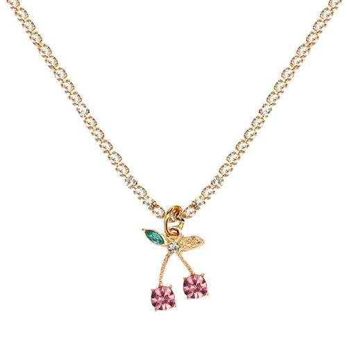 Collier Bohème Multicolore Avec Pendentif En Cristal Cerise Pour Filles, Chaîne En Strass De Luxe, Ras Du Cou, Bijoux À La Mode, Cadeau