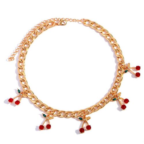 Collier Avec Pendentif En Cristal De Cerise Rouge Rose Pour Femmes, Collier De Luxe Avec Strass Scintillants, Nouvelle Mode, Cadeau De Mariage, 2020