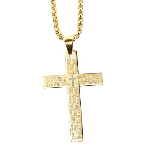 Collier Avec Pendentif En Croix En Acier Inoxydable Pour Femmes Et Hommes, Chaîne En Acier Inoxydable, Couleur Noire/Or/Argent, Bijoux De La Bible