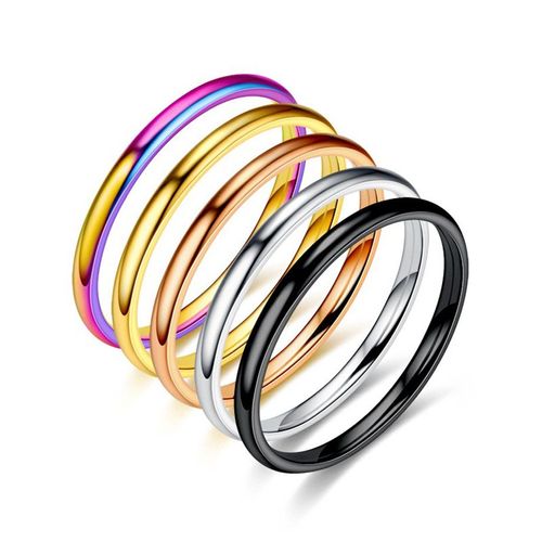 Bague De Mariage Classique, Simple Et Lisse, Couleur Noir/Rose/Or/Argent, En Acier Inoxydable, Bijoux Cadeau, Pour Hommes Et Femmes