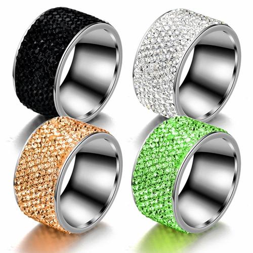 Bagues De Mariage En Acier Inoxydable Pour Femmes Et Hommes, Bijoux De Luxe, Strass Brillant, Vert, Noir, Marron, Clair, Livraison Directe