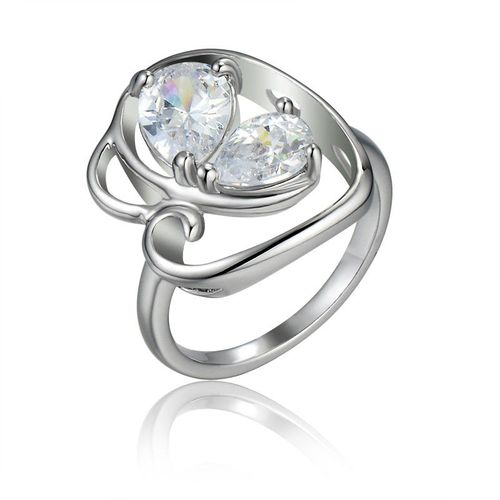 Bague De Fiançailles En Zircone Cubique Pour Femme Et Fille, Avec C¿Ur Argenté, Classique, En Cristal Autrichien, Cadeau