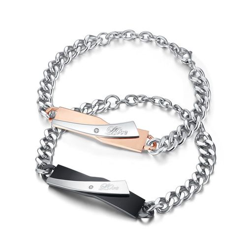 Bracelets En Forme De Couteau Pour Couple, 1 Paire, En Acier Inoxydable, Noir, Rose, Or, Meilleur Ami, Amoureux, Cadeau, Bijoux