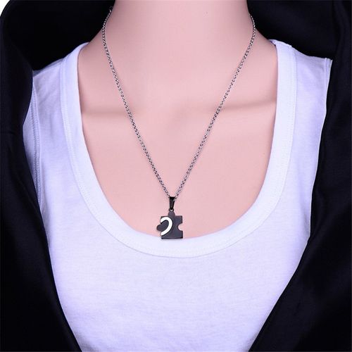 Collier En Forme De C¿Ur Pour Amoureux, Pendentif En Acier Inoxydable De Couleur Noire, Bijoux De Couple, Meilleur Ami Pour Toujours