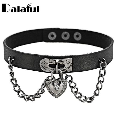 Collier Ras Du Cou En Cuir Pu Pour Femmes, Bijoux Punk, Pendentif C¿Ur, Anime Hip Hop Ins, Tendance, X624
