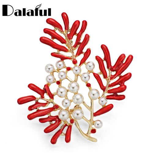 Broches En Émail Pour Femmes, Imitation Perle, Érable, Corail, Accessoires De Vêtements, Bijoux, Cadeau De Mariage Chic, Z025