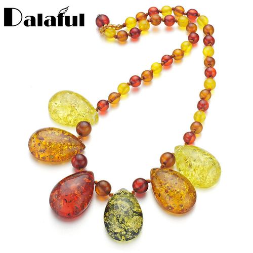 Collier En Perles Synthétiques Multicolores De La Baltique, Chaîne Élégante, Pendentif Bavoir Pour Femmes Et Filles, L60901, Nouveau