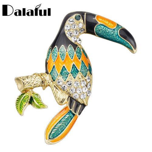 Broche En Cristal Émaillé Coloré Pour Femmes, Jolie Broche En Forme D'oiseau Pelican Toucan, Accessoire De Bijoux, Z042