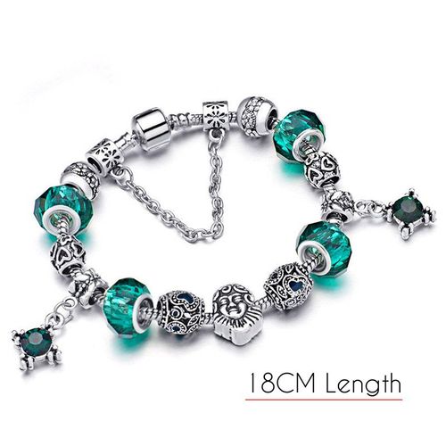 Bracelet En Perles De Verre Cristal Vert Pour Femmes, Breloques En Forme De C¿Ur, De Luxe, Diy, S352, 2017