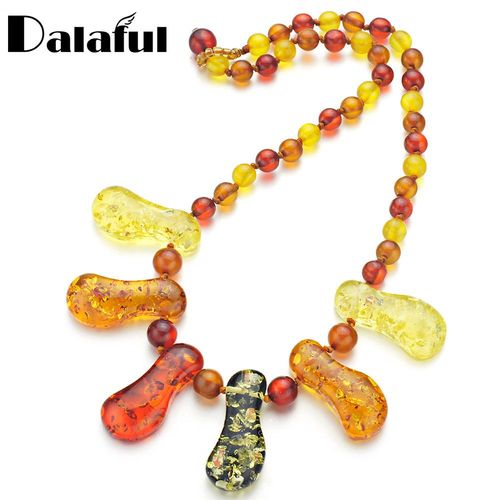 Collier Avec Pendentif En Perles Synthétiques Multicolores De La Baltique, Élégant, Chic, Pour Femmes Et Filles, L60701