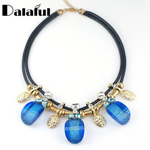 Collier Et Pendentifs En Résine À Double Corde Pour Femmes, Chaîne De Cocktail, Maxi, Ras Du Cou, D01601