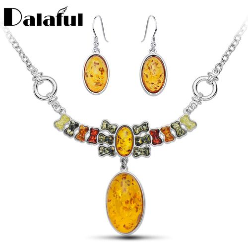 Boucles D'oreilles Ovales Colorées En Forme D'os, Bijoux Ovales, Synthétiques, Miel, Pendentifs Élégants, Bijoux Exquis, Setsl41901d
