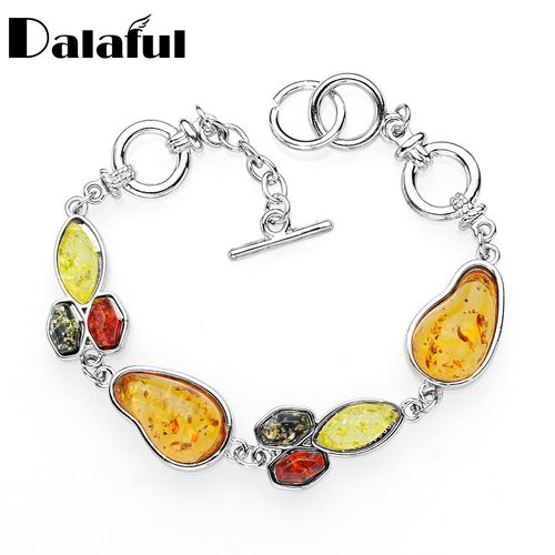Bracelet Synthétique Multicolore De La Baltique Pour Femme, Bijou Chic Et Élégant En Forme De Miel, Chaîne À Maillons, À La Mode, L83401