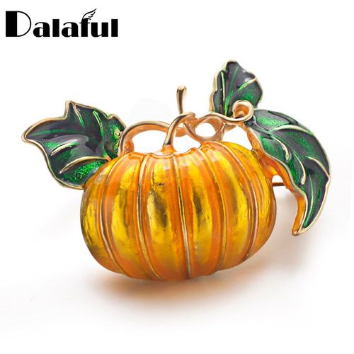 Dalaful Broche Citrouille Pour Femmes, Mignonne, Broche D'halloween, Feuilles D'émail Jaune, Cadeau Doux, Broche, Costume, Écharpe Z051