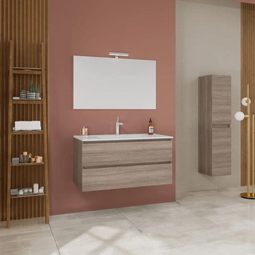 Meuble De Salle De Bains Avec Lavabo 120cm Avec Tiroirs Chêne Naturel | Berlin
