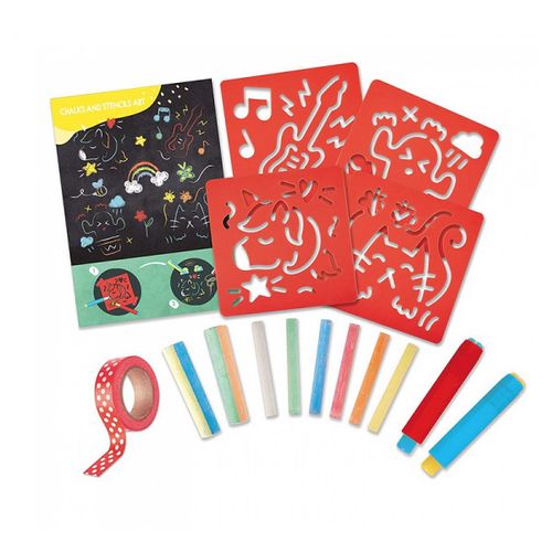 Chalks And Stencils Art - Set De Craies Avec Des Pochoirs