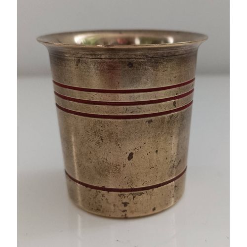 Petite cloche sonore tibétaine en laiton doré et liseré rouge (5cm de haut et de diamètre ) - objet ancien de méditation - boutique AXONALIX