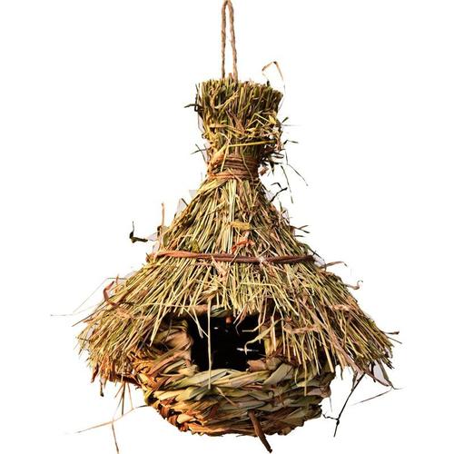 Cage à oiseaux en paille élégante, 1 pièce, niche tissée exquise,  naturelle, suspendue à la main, nid d'oiseau créatif, kaki, fournitures pour  animaux de compagnie - Type 2