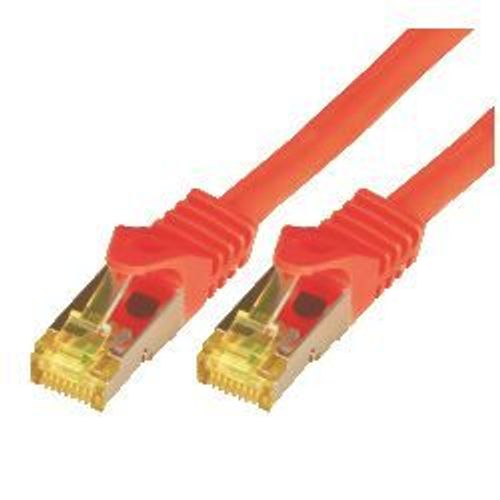 M-CAB - Cordon de raccordement - RJ-45 (M) pour RJ-45 (M) - 50 cm - SFTP, PiMF - CAT 7 - sans halogène, moulé, sans crochet - rouge
