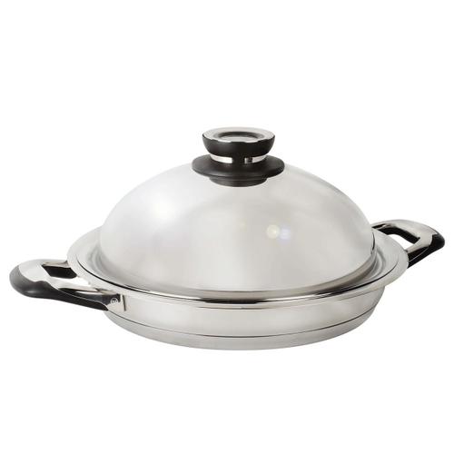 Ecovitam ? Poêle Grill Inox 18/10 ? Diamètre 24cm ? Tous Feux ? Thermomètre Intégré ? Fabriqué En Italie