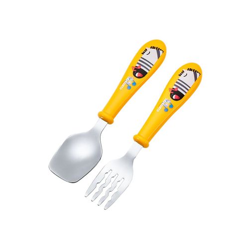 Couverts Enfant Cuillère + Fourchette - Cuitisan - Inox Et Plastique Certifié Sans Bpa