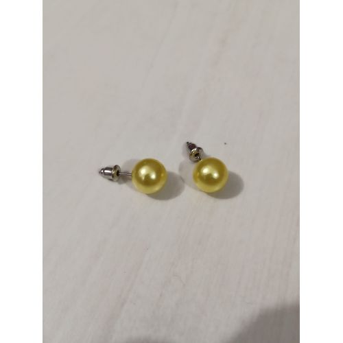 Boucles D'oreilles Fantaisie Perle Jaune