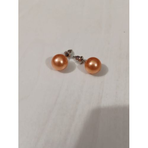 Boucles D'oreilles Fantaisie Perle Orange