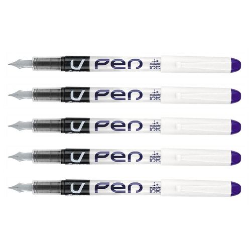 Pilot Lot De 5 Stylos Plume Jetable V-Pen Effaçable Pte Moyenne Violet