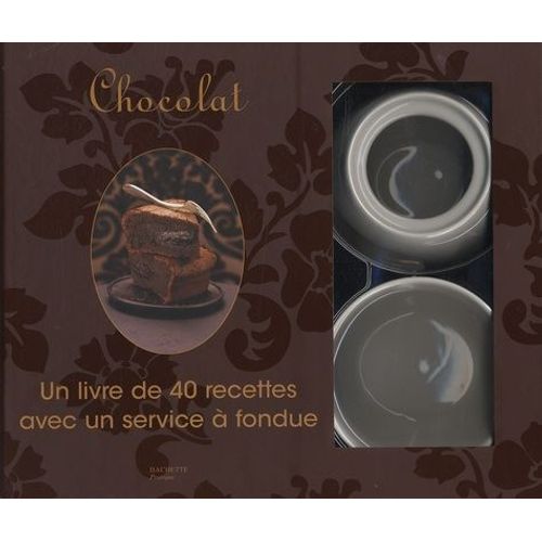Chocolat - Coffret Composé D'un Livre De 40 Recettes Avec Un Service À Fondue